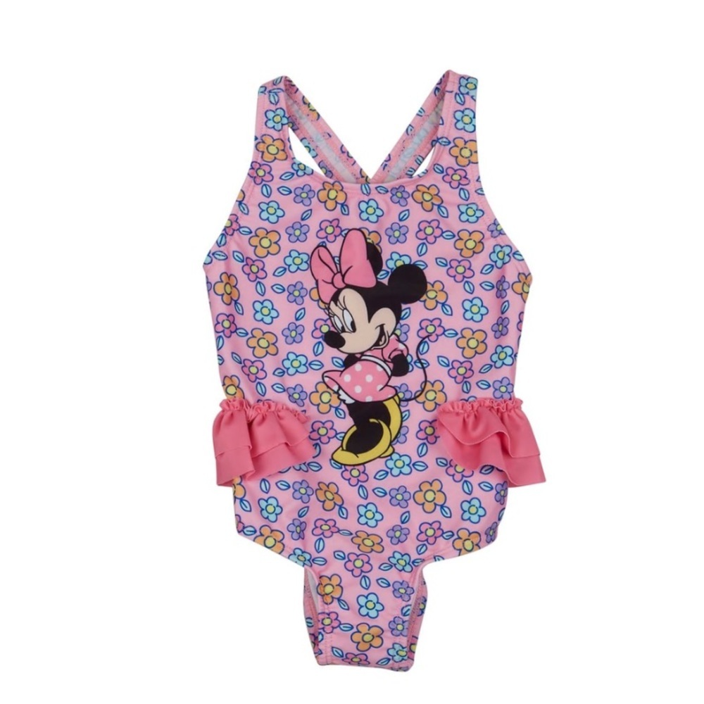 NWOT | Minnie Mouse | Baby Floral Ruffle One Piece | Swimsuit | Pink | Size: 12M
